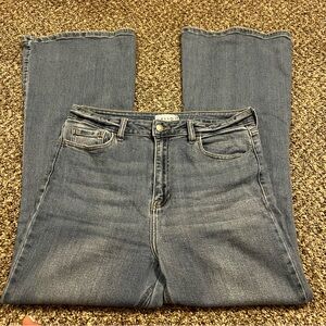 Cello Blue Flare Wide Leg Jeans High-Waisted